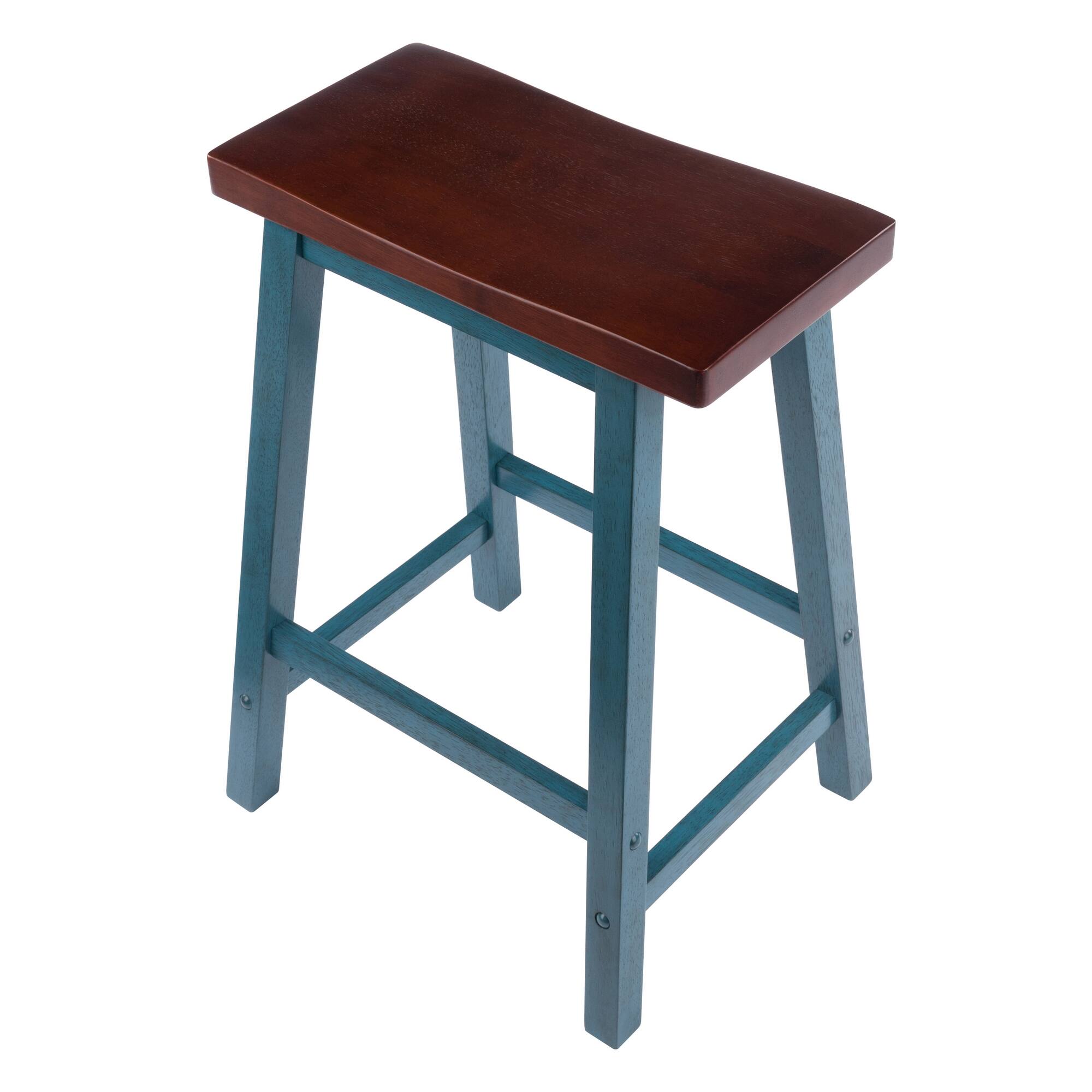Winsome Wood Satori Saddle Seat Counter Stool Walnut/Rustic Teal - Best Buy