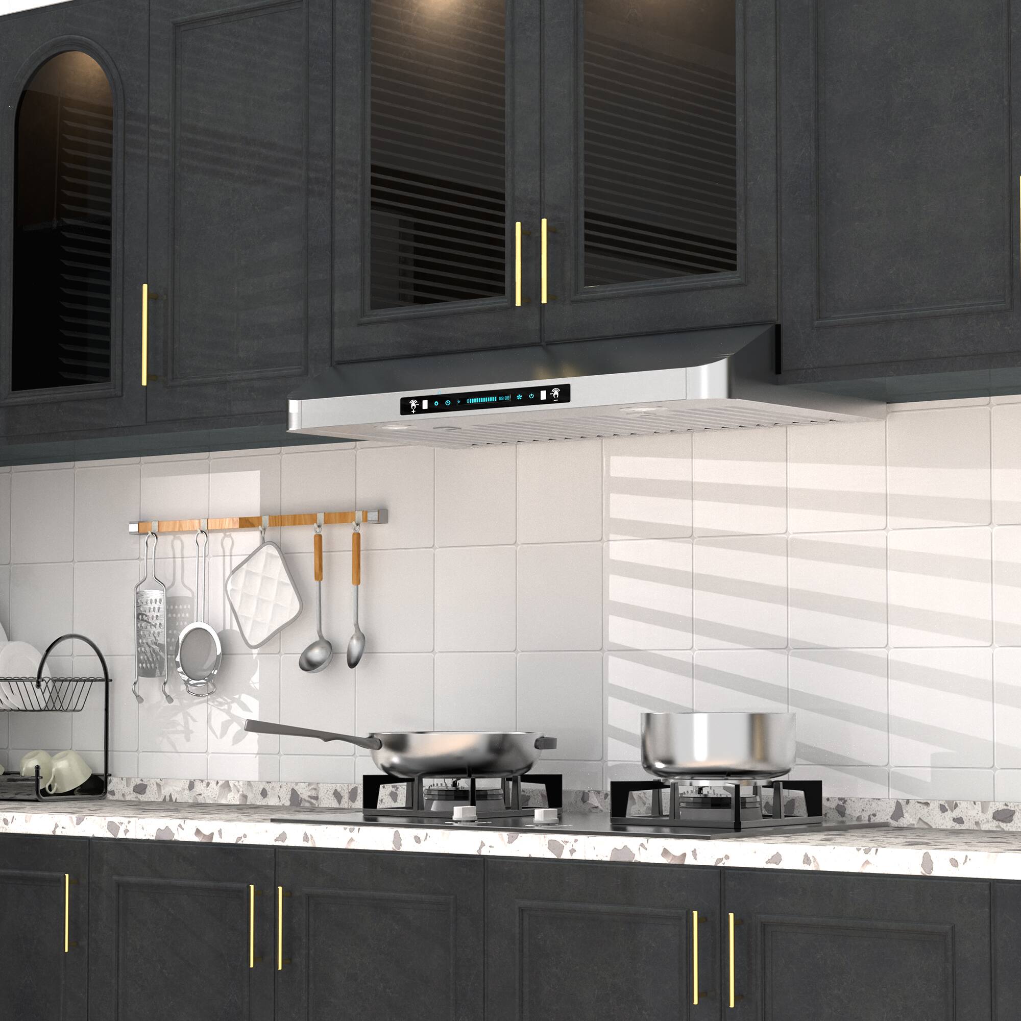 Angle. ZJKLA - ZJKLA - 42 inches - Externally Vented - Under cabinet Range Hood - Stainless Steel - Stainless steel.