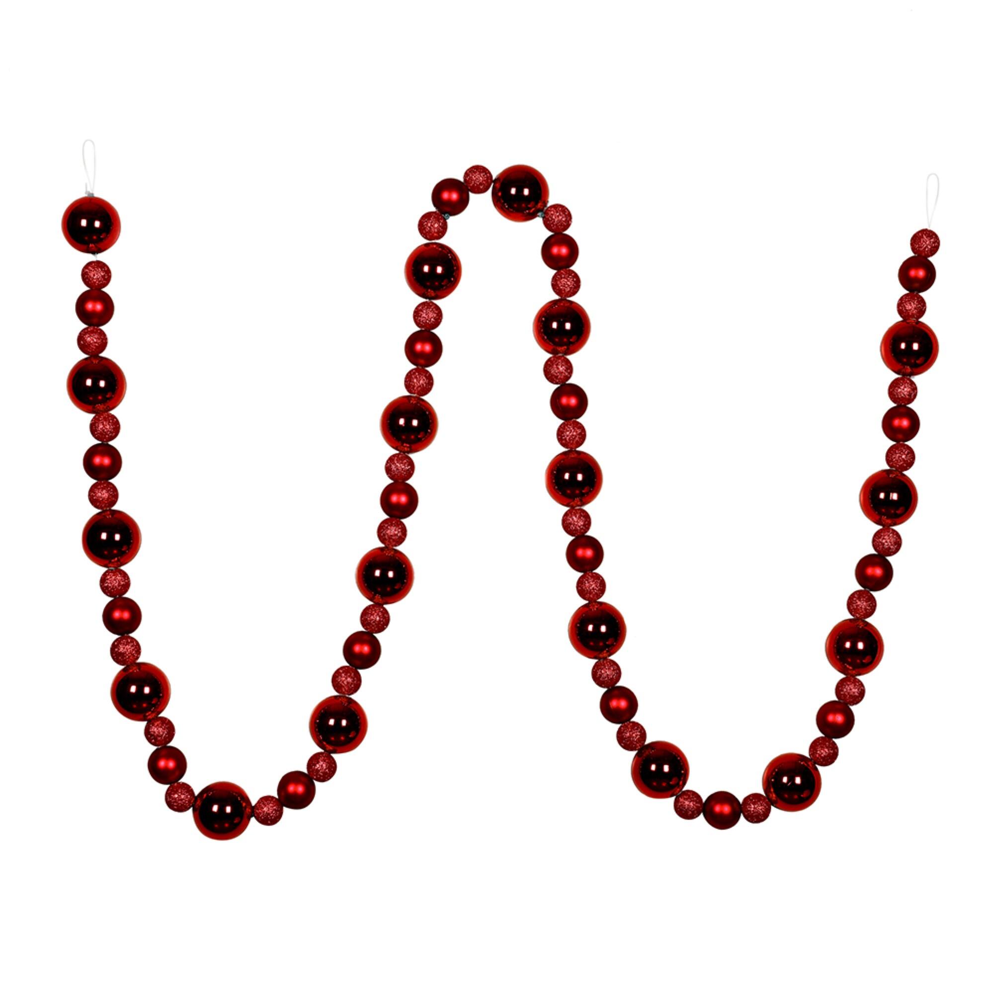 Front. Vickerman - Vickerman 9' Red Assorted Ball Garland - Red.