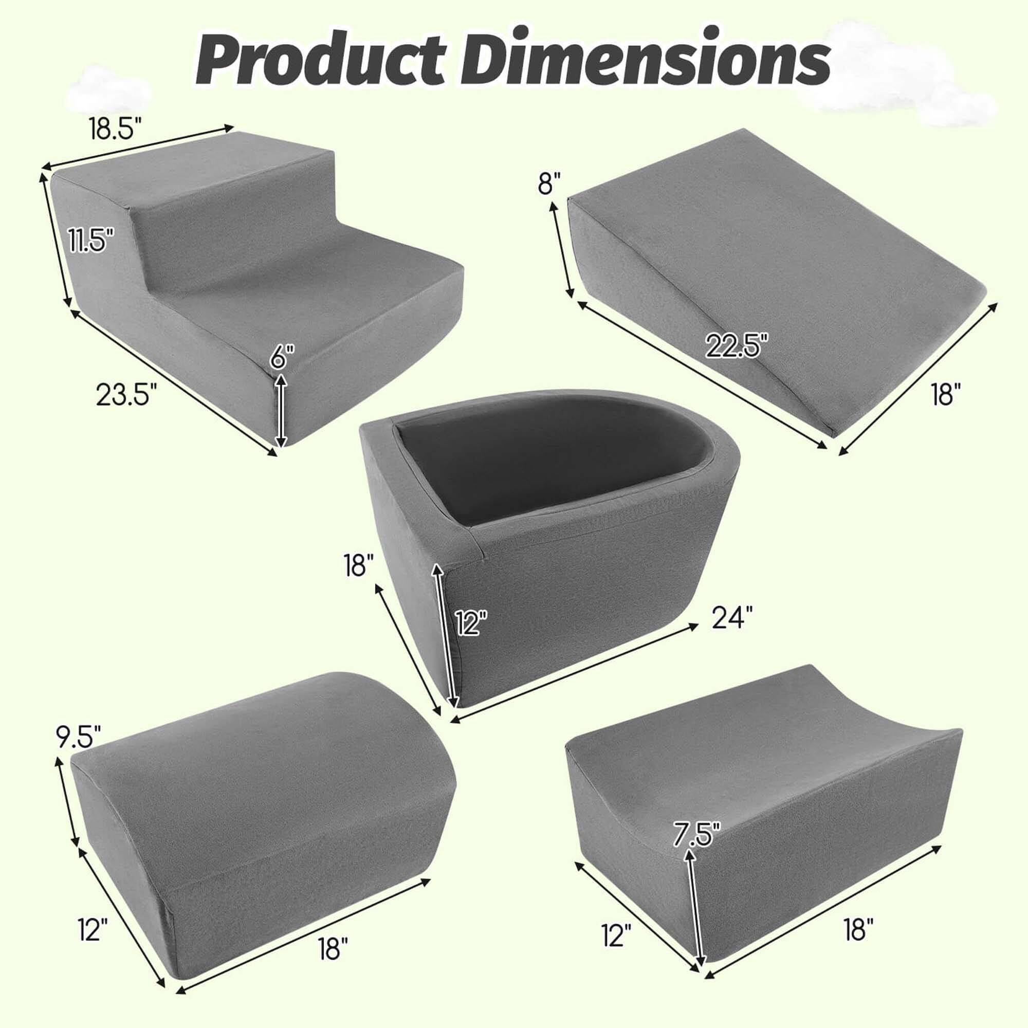 Product Dimensions

- 18.5" x 11.5" x 23.5" x 6"
- 22.5" x 18" x 8"
- 24" x 18" x 12"
- 18" x 12" x 9.5"
- 18" x 12" x 7.5"
