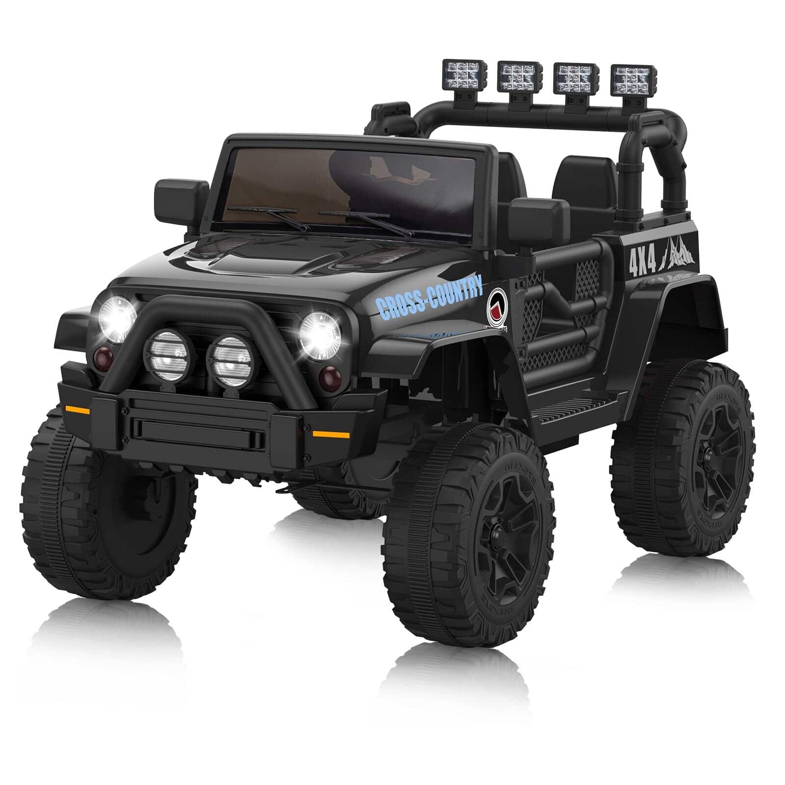 Jojoka - Kids Ride On Truck Car, Electric UTV with 2 Speeds, Remote Control, Lights, MP3 Player - Black