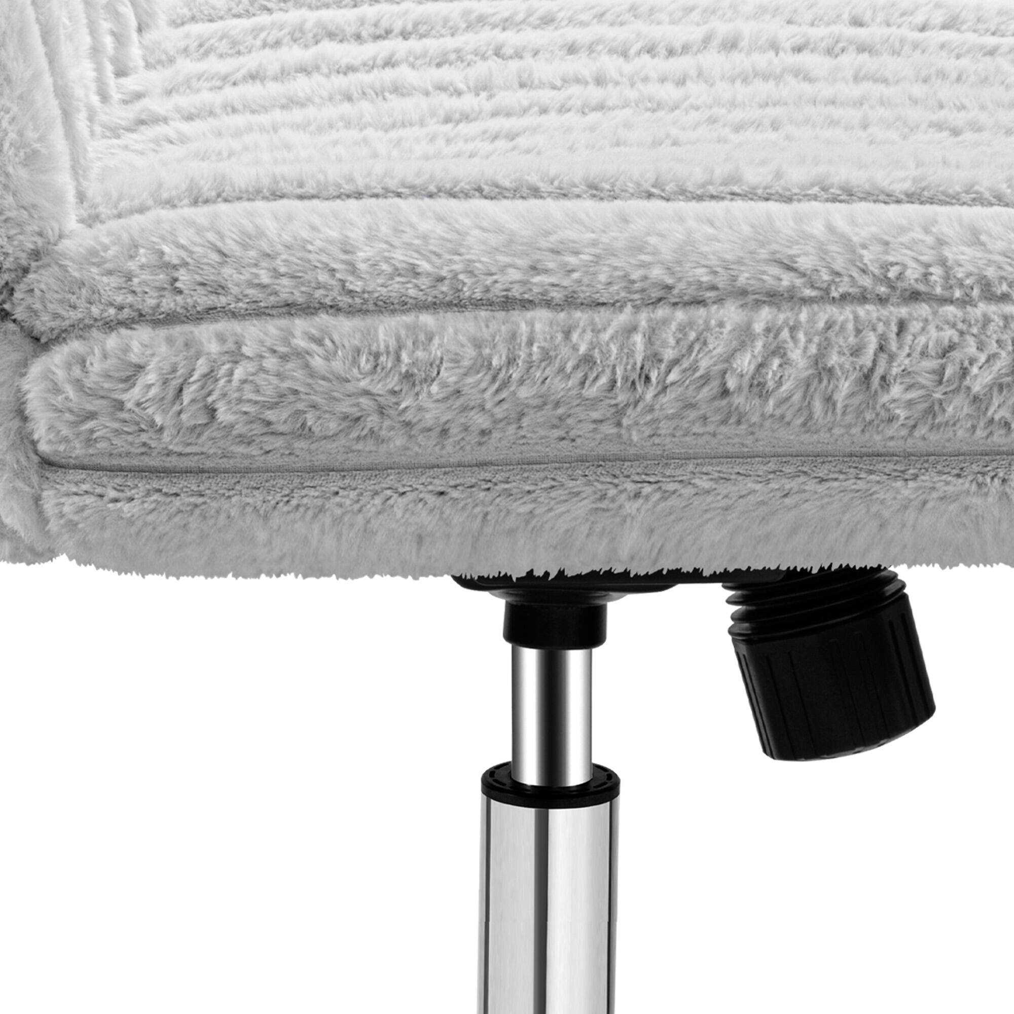 Alt View 5. KERDOM - Wider Seat Criss Cross Chair, Armless Ergonomic Office Chair No Wheels, Soft Velvet Vanity Makeup Chair For Home Bedroom - Grey.