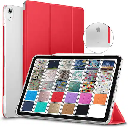 Front. DuraSafe Cases - iPad Air 11" M3/M2 & Air 10.9" 5th/4th Gen Lightweight Smart Cover with Hard PC Back A2316 A2324 A2325 A2072 A2588 A2589 - Red.