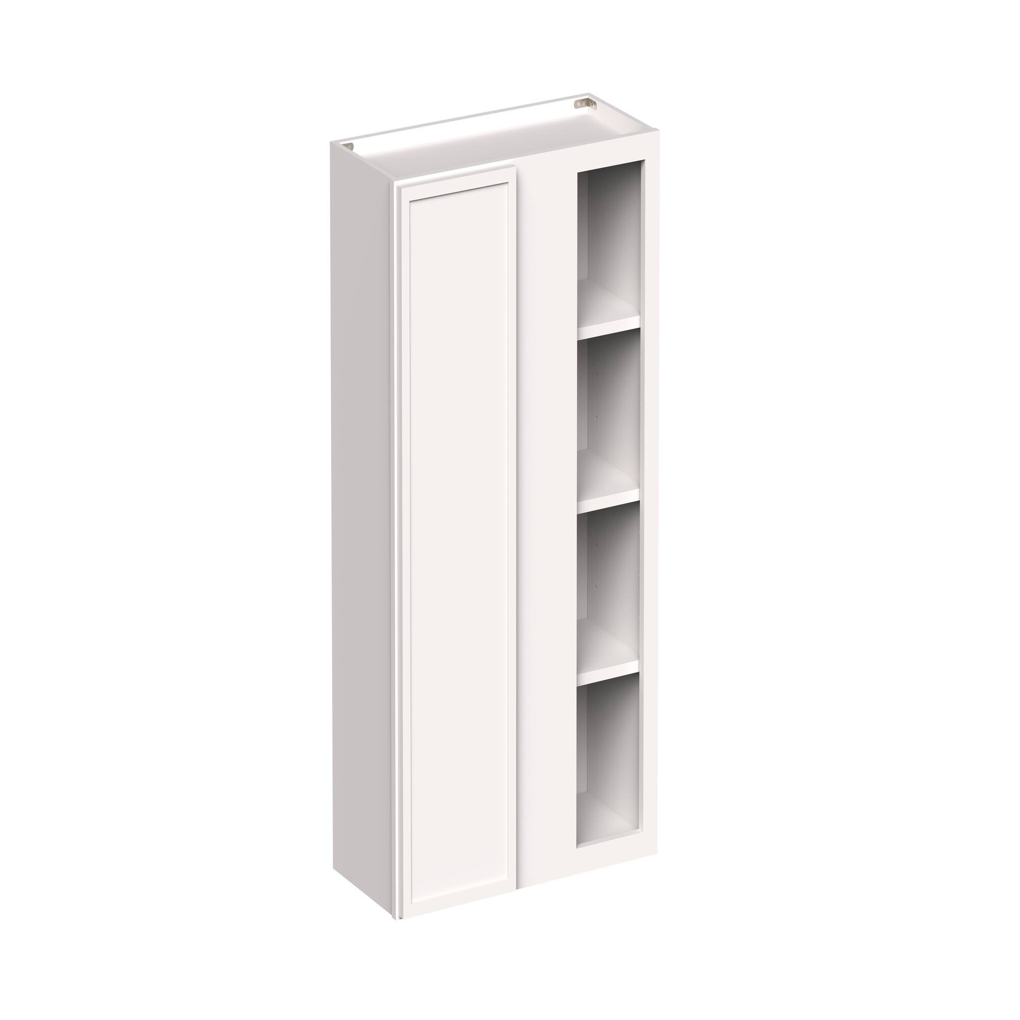 Angle. Boyel Living - 27-in W x 42-in H x 12-in D Slim Shaker RTA Kitchen Corner Wall Cabinet with Soft-Close - Snow White.