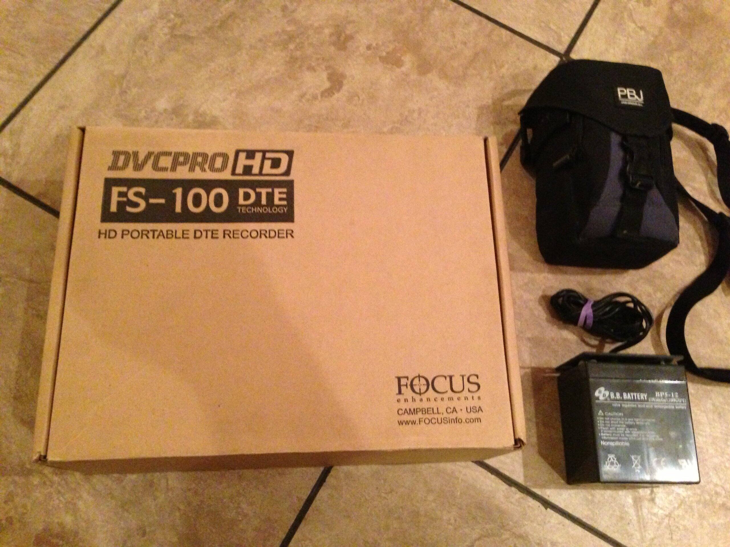 PBJ DVCPRO HD FS-100 DTE TECHNOLOGY HD PORTABLE DTE RECORDER FOCUS enhancements CAMPBELL, CA USA www.FOCUSinfo.com & B.B. BATTERY BP5-12