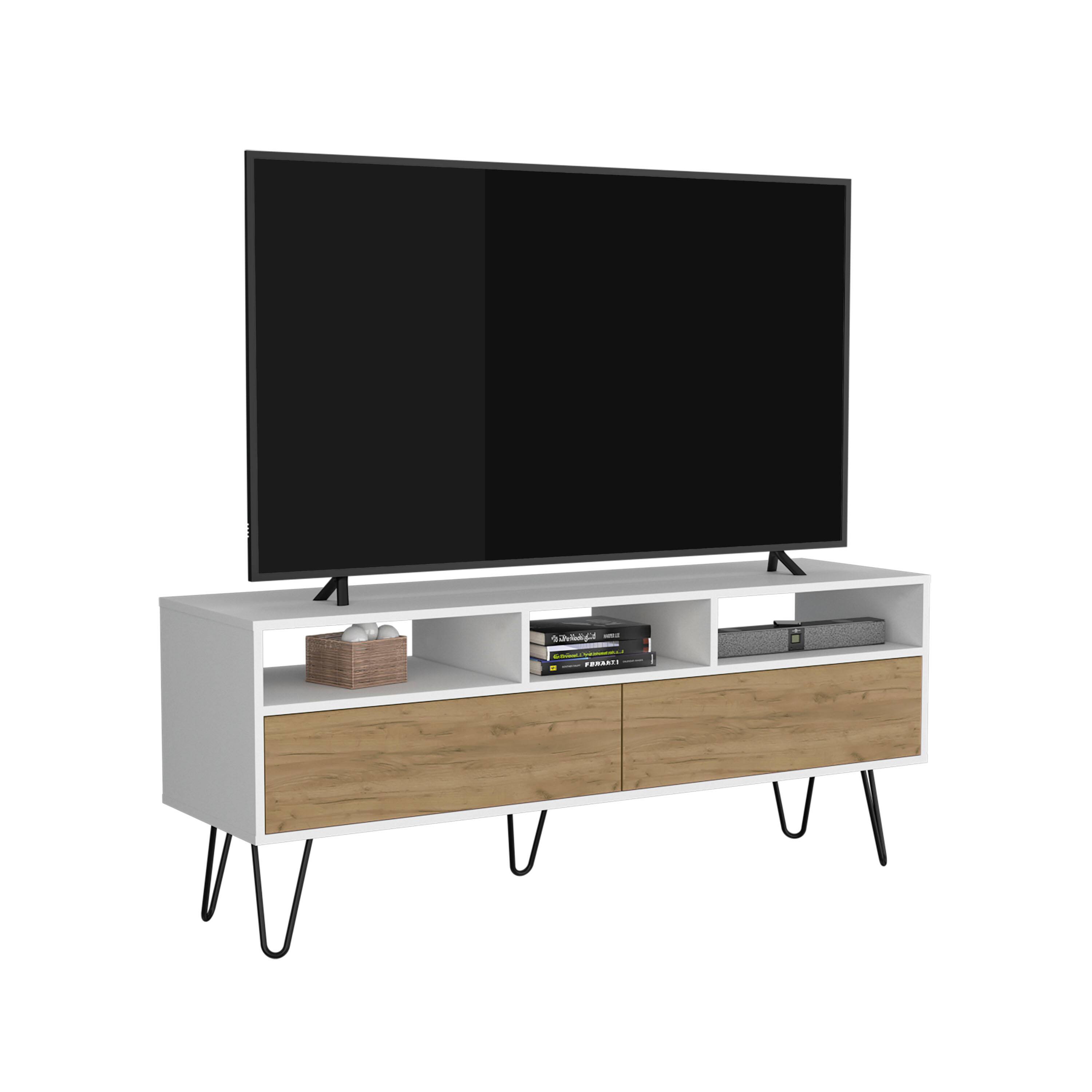 Alt View 2. APRILSOUL - TV Stand 2 Doors 3 Shelves 5 Legs - White.
