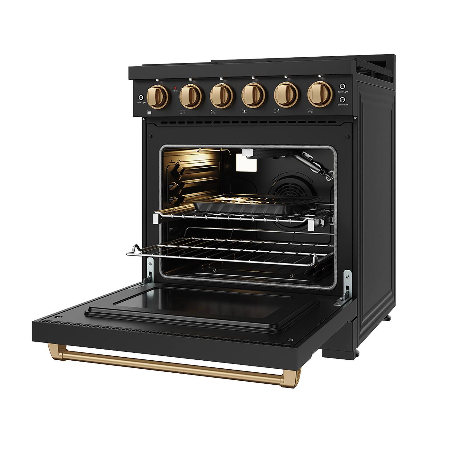 Alt View 6. Thor Kitchen - Gordon Ramsay Series by Thor Kitchen 4.55 Cu. Ft Freestanding Liquid Propane Gas Range with Bronze Hardware - Black.