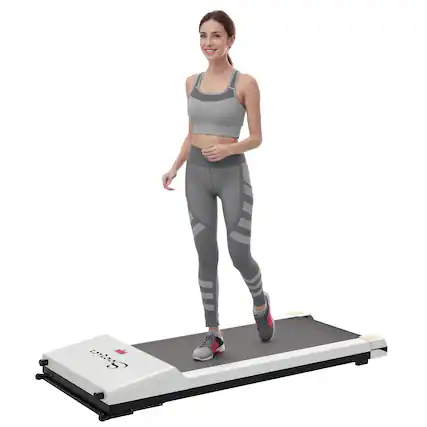 Front. Soozier - Soozier Under Desk Treadmill, Portable Walking Pad with Wheels, 264 lbs Weight Capacity, White - White.