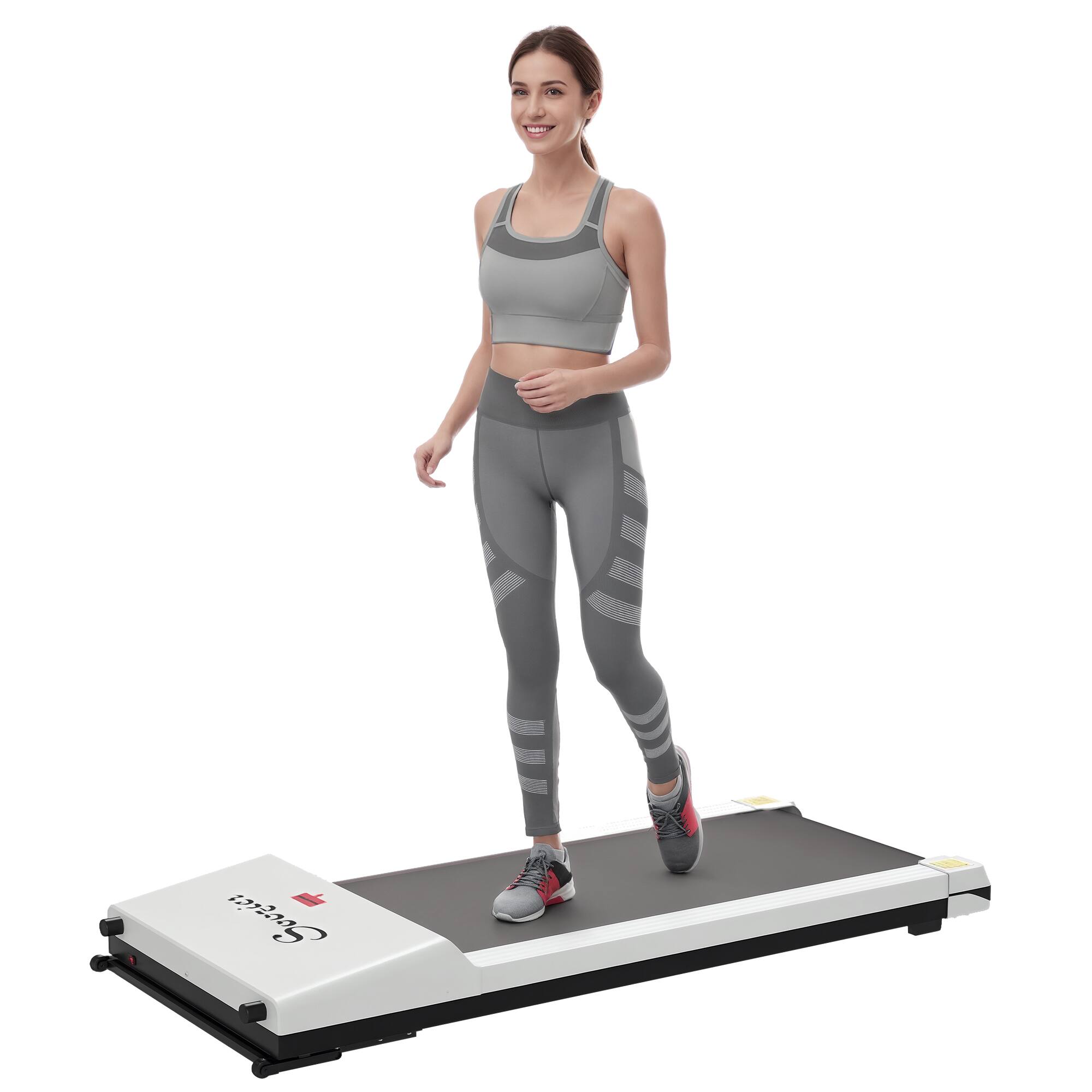 Front. Soozier - Soozier Under Desk Treadmill, Portable Walking Pad with Wheels, 264 lbs Weight Capacity, White - White.