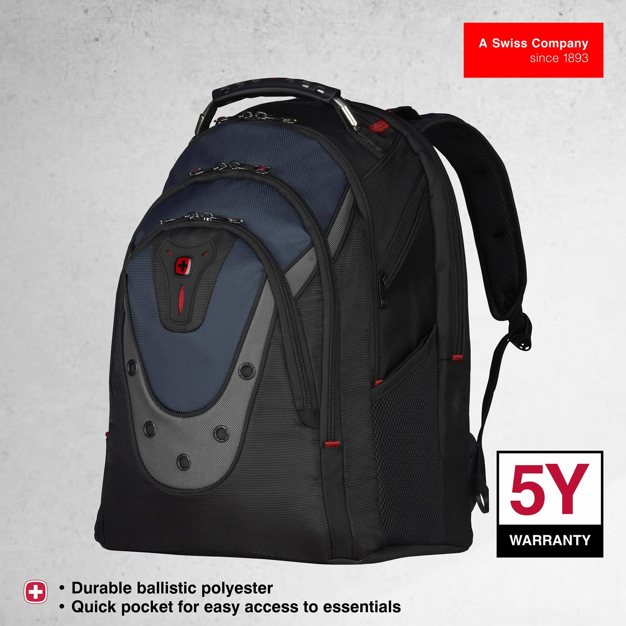 A Swiss Company since 1893  
5Y WARRANTY  
Durable ballistic polyester  
Quick pocket for easy access to essentials