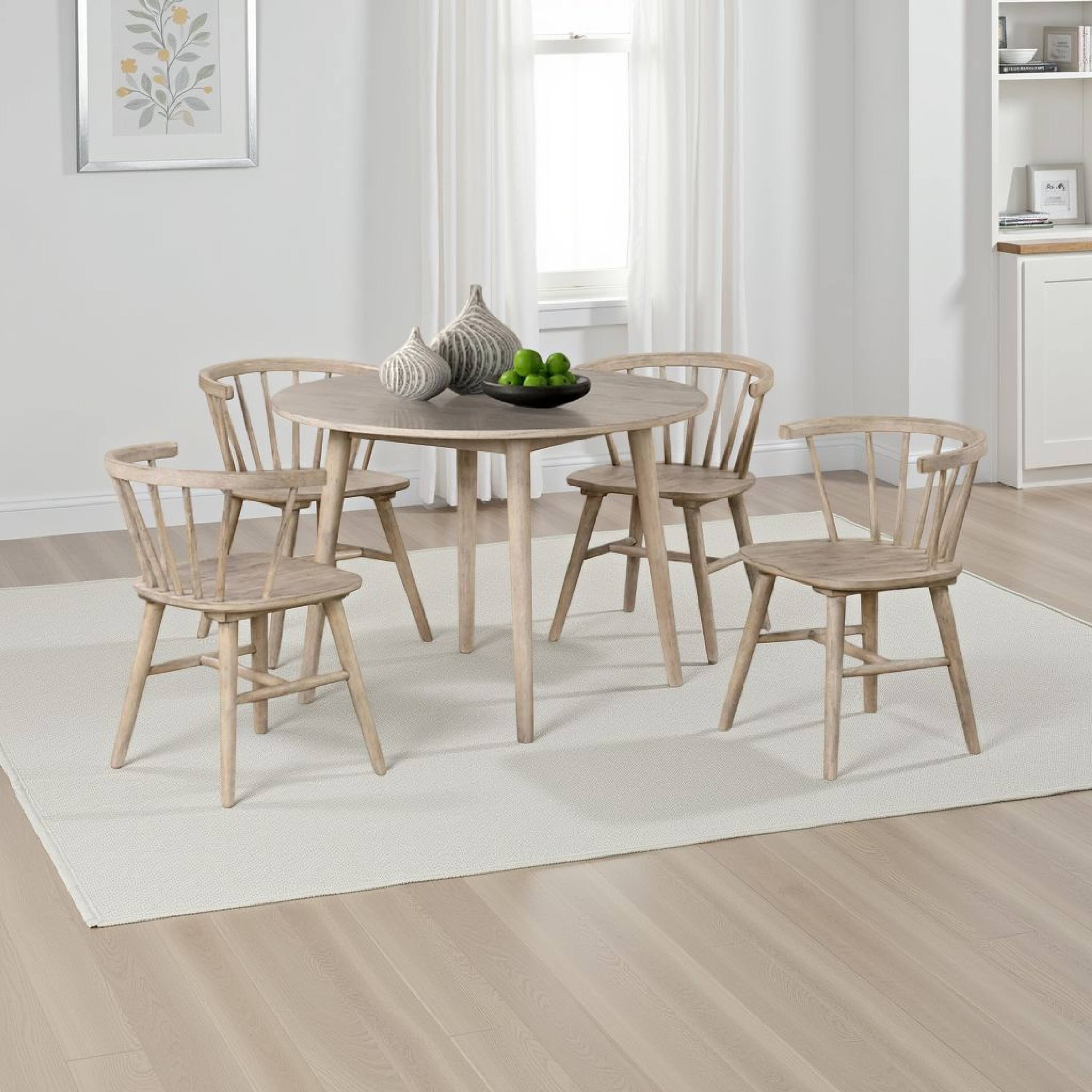 Alt View 5. Manhattan Lane - Yely 5pc Dining Table and 4 Windsor Chairs Set - Natural Oak Brown.