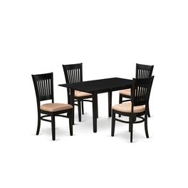 East West Furniture - Dining Table- Dining Chairs - Brown