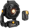 BougeRV - Battery Powered Fan 755 CFM Portable Fan with 8A Removable Battery USB Port Bright Light 210° Tilt for Camping, RV