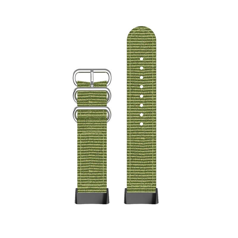 Left. StrapsCo - Military Strap Nylon Watch Band For Fitbit Charge 6 - Army Green.