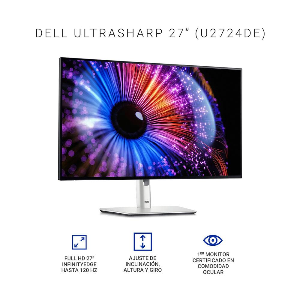 DELL ULTRASHARP 27" (U2724DE)

- FULL HD 27" INFINITYEDGE HASTA 120 HZ
- AJUSTE DE INCLINACIÓN, ALTURA Y GIRO
- 1ER MONITOR CERTIFICADO EN COMODIDAD OCULAR