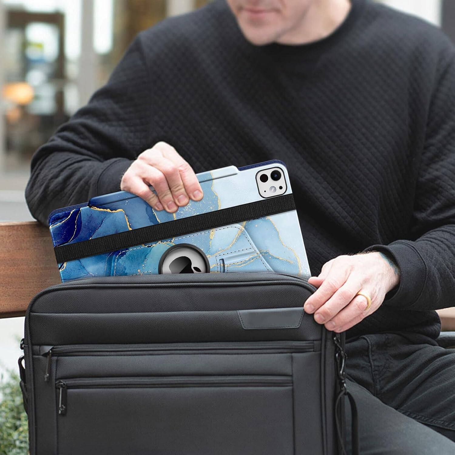 Alt View 5. Fintie - 360 Degree Rotating Case for iPad Pro 13-inch (M5) 2025 / (M4) 2024, Landscape & Portrait Viewing, Shockproof Cover - Ocean Marble.