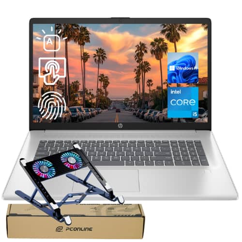 HP - 17.3'' HD+ Touchscreen Laptop - Intel Core i5-1334U - 32GB RAM - 2TB SSD - FP Reader & Backlit KB - PCO Laptop Cooler - Silver