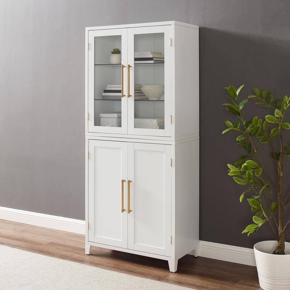 Alt View 5. Crosley Furniture - Roarke Pantry Storage Cabinet With Glass Door Hutch - White.