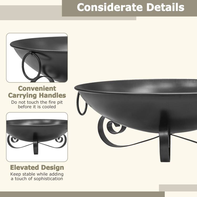 Considerate Details

Convenient Carrying Handles  
Do not touch the fire pit before it is cooled

Elevated Design  
Keep stable while adding a touch of sophistication