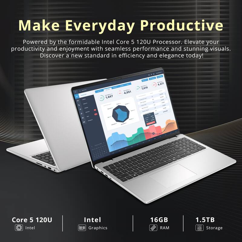 Make Everyday Productive

Powered by the formidable Intel Core 5 120U Processor. Elevate your productivity and enjoyment with seamless performance and stunning visuals. Discover a new standard in efficiency and elegance today!

- Core 5 120U
- Intel Graphics
- 16GB RAM
- 1.5TB Storage