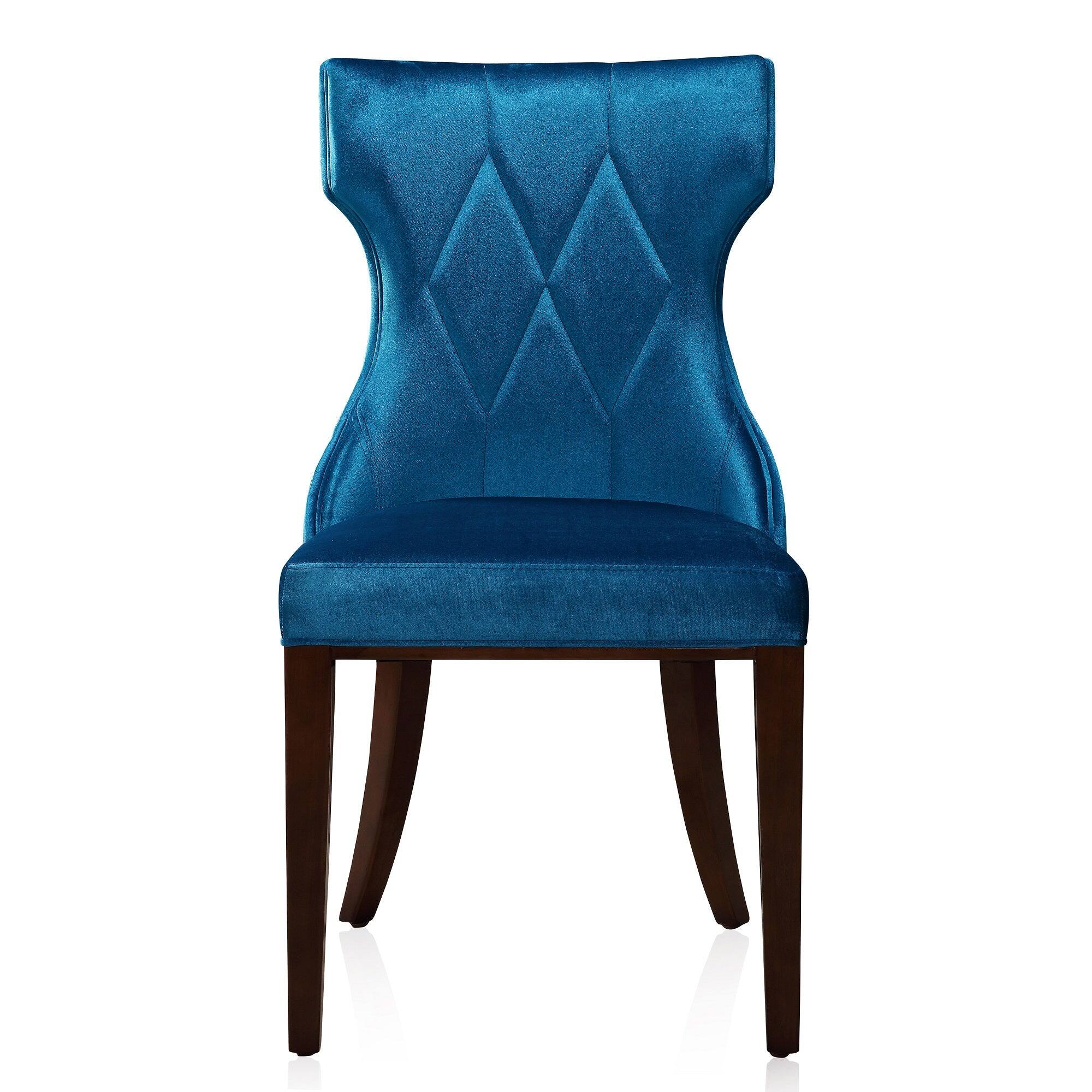 Back. Manhattan Comfort - Reine Traditional Wood Upholstered Dining Chair - Set of 2 - Cobalt Blue.