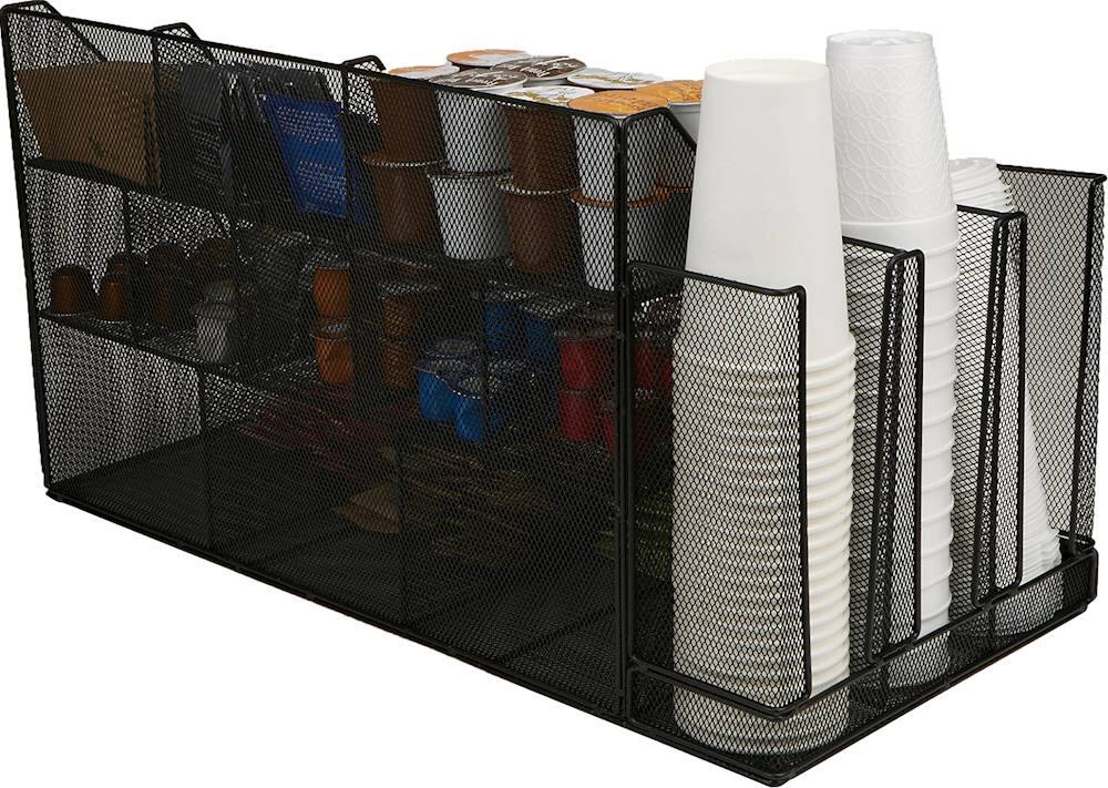 Alt View 16. Mind Reader - Cup and Condiment Station, Countertop Org, Coffee Bar, Kitchen, Metal Mesh, 23.75"L x 11.5"W x 12.5"H - Black.