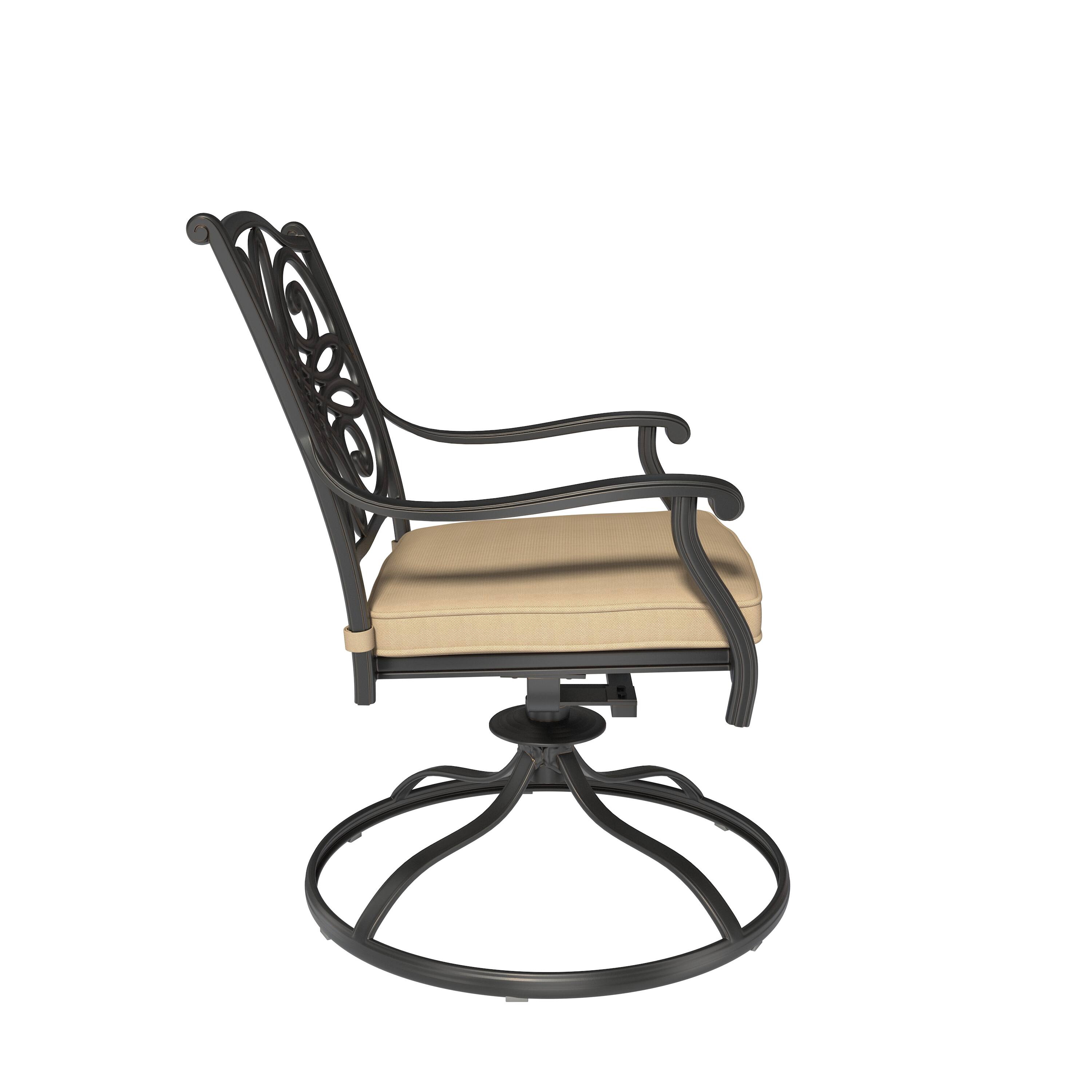 Alt View 4. Mondawe - 2 Pieces Cast Aluminum Swivel Chairs with cushion - Brown.