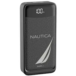 Nautica - Power Bank 20000mAh Portable Fast Charger 22.5W USB-C PD for iPhone and Samsung, LED Battery Percentage Display - Black