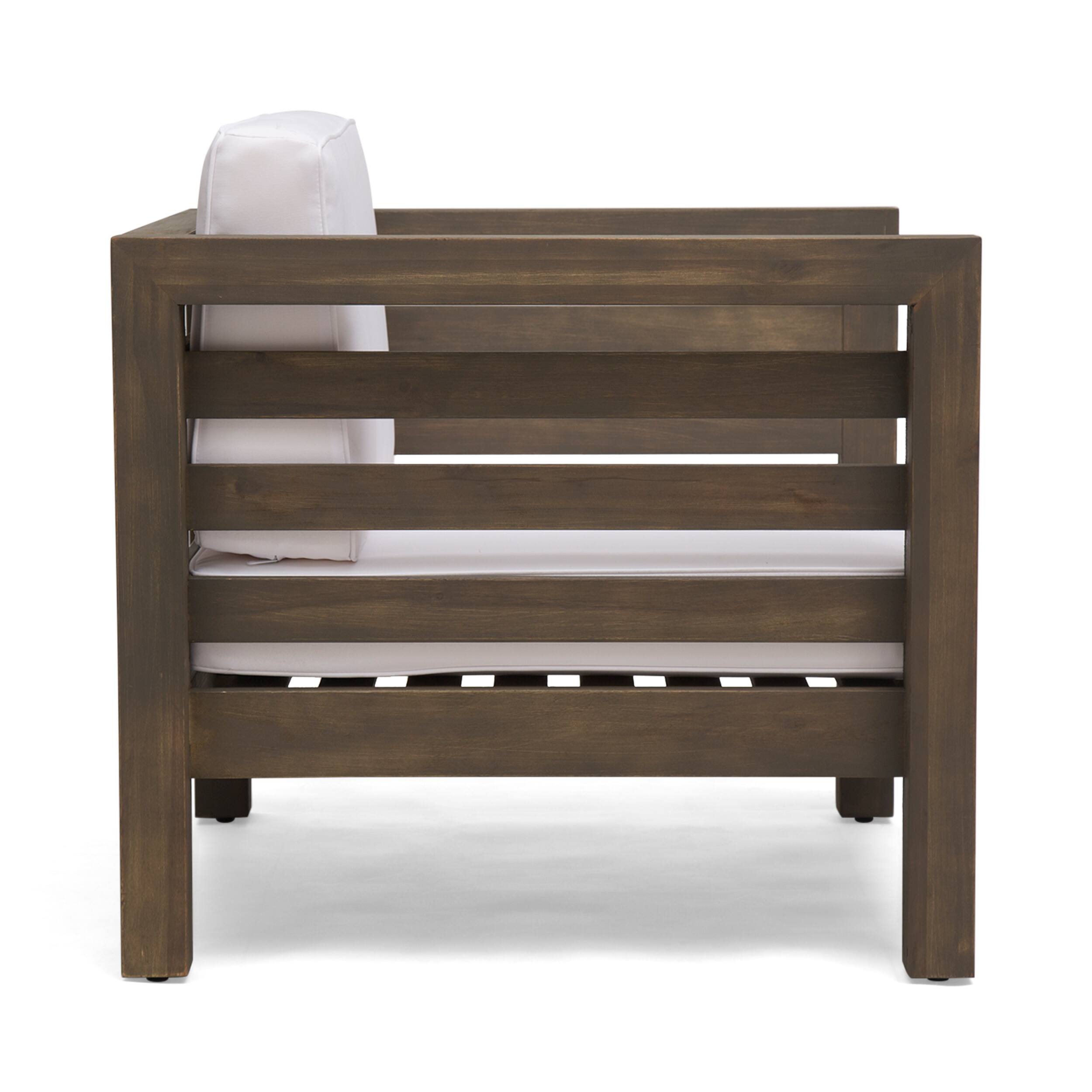 Alt View 1. Mondawe - Acacia Wood Club Chair with Waterproof Cushions - White.