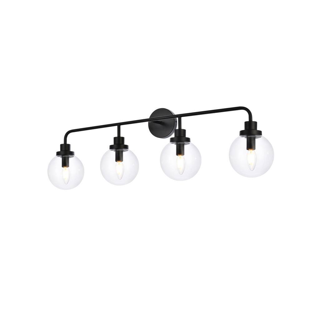 Alt View 2. Living District - Hanson 4 lights bath sconce in black with clear shade - Black And Clear Shade.