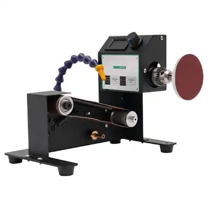 Front. Stock Preferred - DIY Mini Electric Belt Grinder & Polisher Machine - Black.