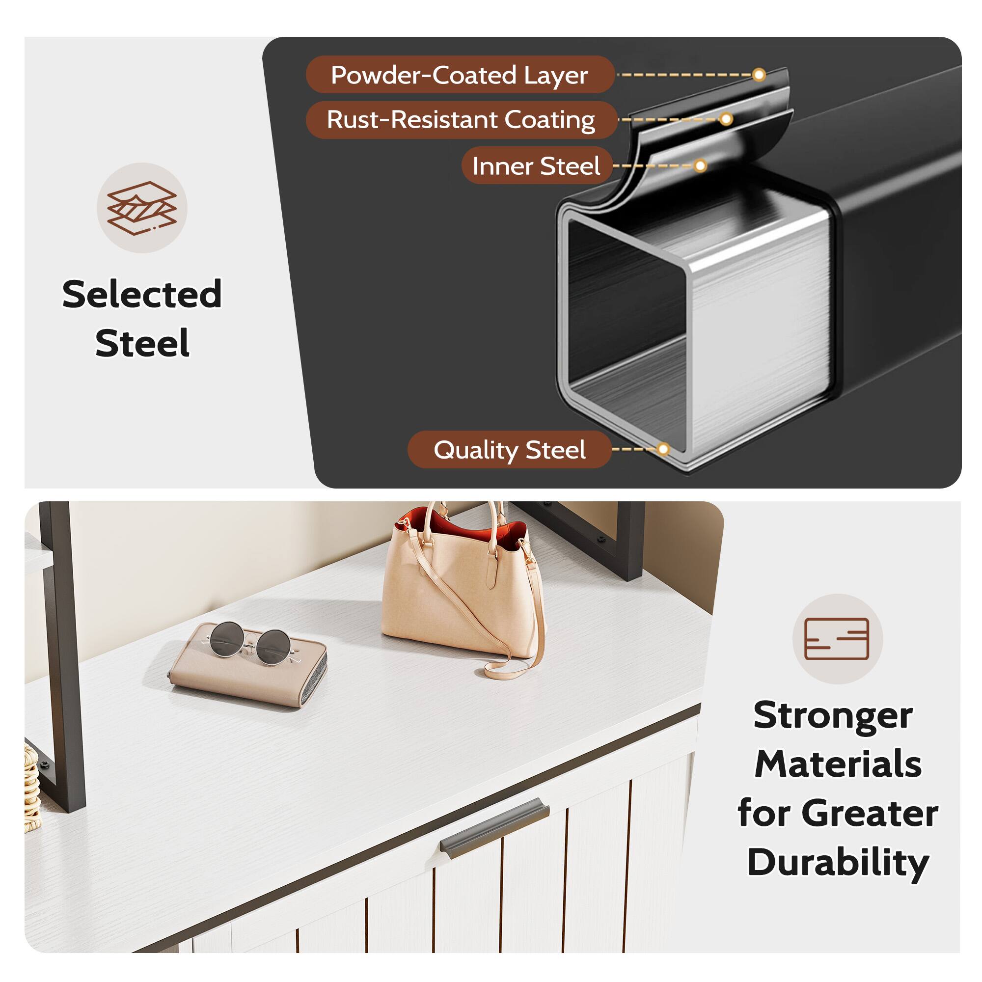Powder-Coated Layer  
Rust-Resistant Coating  
Inner Steel  
Selected Steel  
Quality Steel  
Stronger Materials for Greater Durability