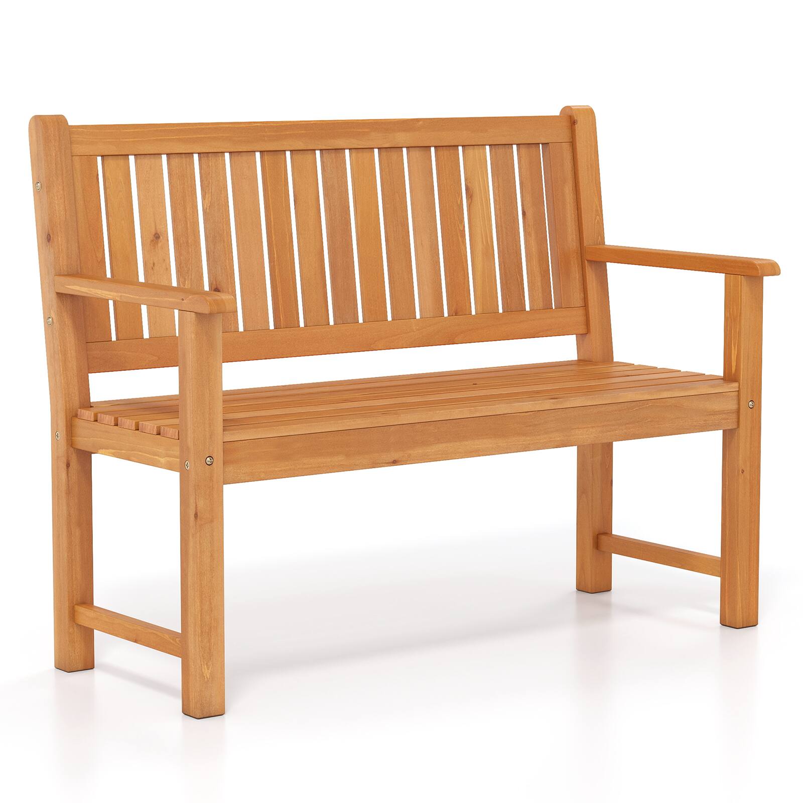 Alt View 1. Costway - Costway 2-Seater Outdoor Wooden Bench, Garden Loveseat Bench with Backrest, Armrests - Natural.