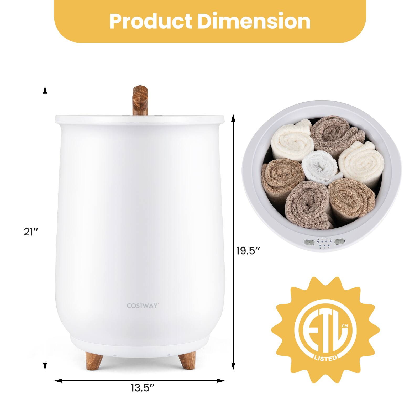 Product Dimension: 13.5" X 21" 19.5" COSTWAY CM ETD LISTED