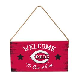 Evergreen Enterprises - Cincinnati Reds 6" x 11" Welcome Home Wood Wall Sign with Rope Hanger - Multicolor
