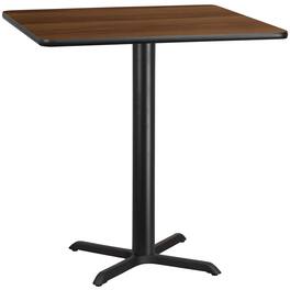 Flash Furniture - Stiles 42'' Square Walnut Laminate Table Top with 33'' x 33'' Bar Height Table Base - Brown