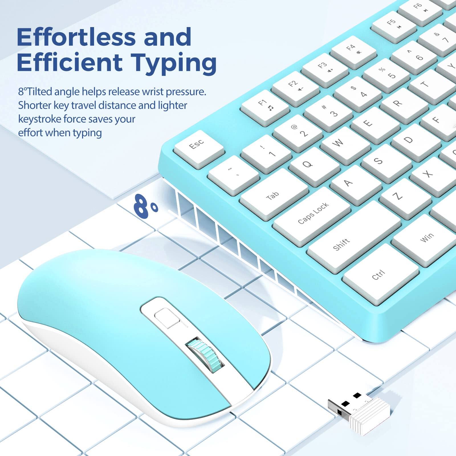 Effortless and Efficient Typing

8° Tilted angle helps release wrist pressure. Shorter key travel distance and lighter keystroke force saves your effort when typing.