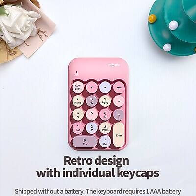 MOPA 010

Num Lock / - 7 Home 8 A 9 POUD - 4 A 5 6 A + 1 En 0 Ins 2 Y 3 PoDn Oel Enter

Retro design with individual keycaps

Shipped without a battery. The keyboard requires 1 AAA battery
