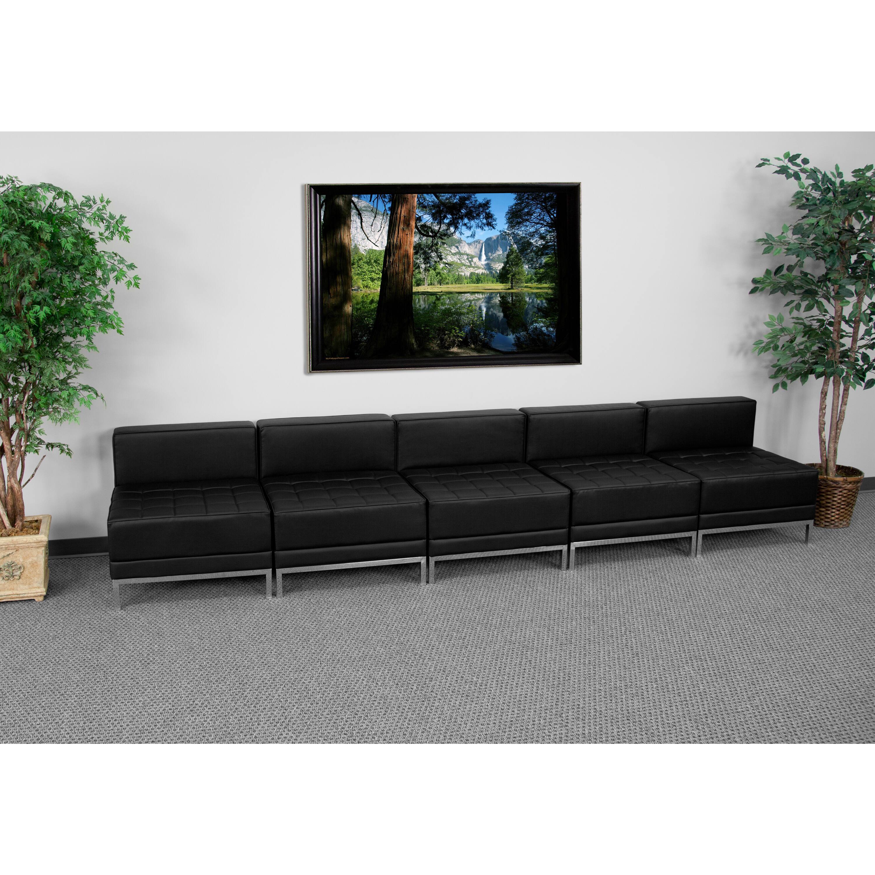 Angle. Flash Furniture - HERCULES Imagination Series Black LeatherSoft Lounge Set with Ganging Clips, 5 Pieces - Black.