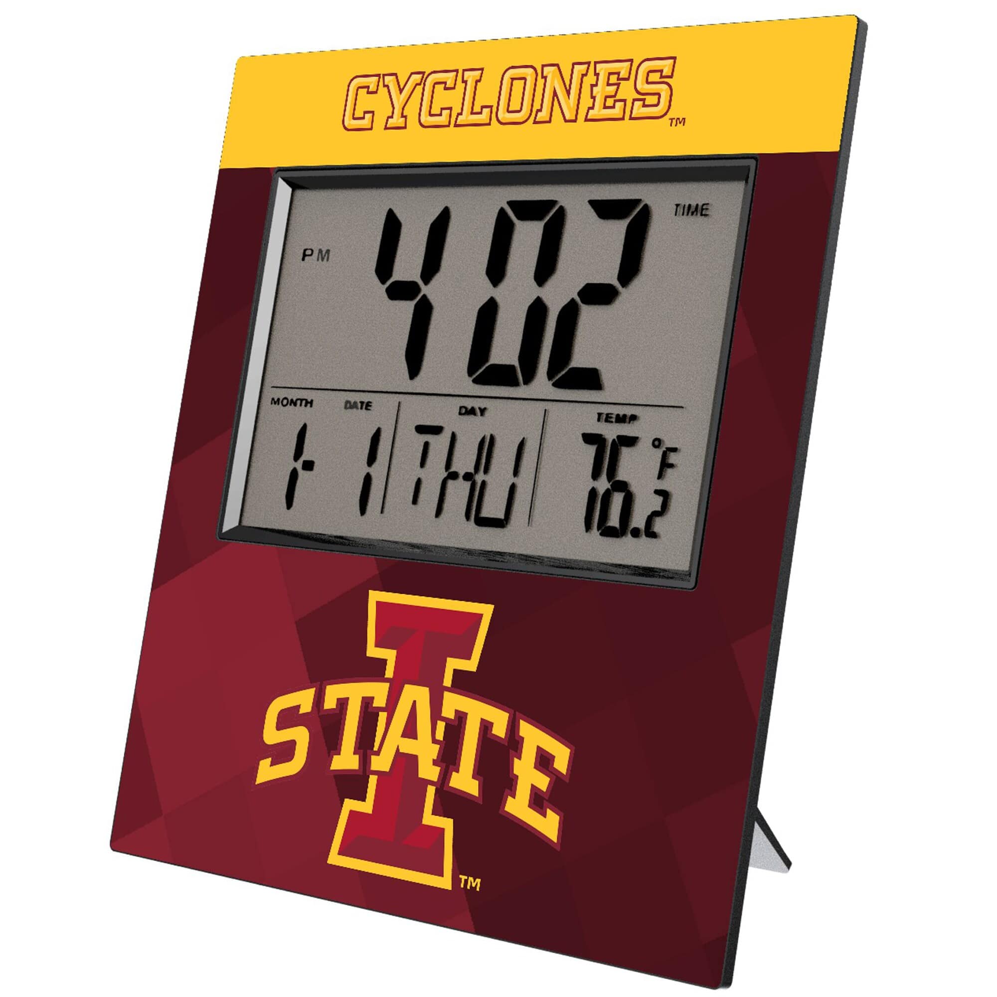 Keyscaper - Iowa State Cyclones Color Block Digital Desk Clock - Multicolor
