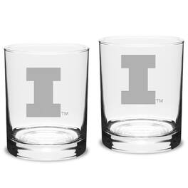 Jardine - Illinois Fighting Illini 2-Piece 14oz. Classic Double Old-Fashioned Glass Set - Multicolor
