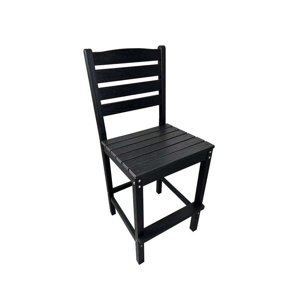 Alt View 6. Fortune Candy - HDPE Patio Bar Set, Outdoor Bar Stools with Table, Weather Resistant, for Poolside, Garden, Yard, Balcony (3 Piece) - Black.