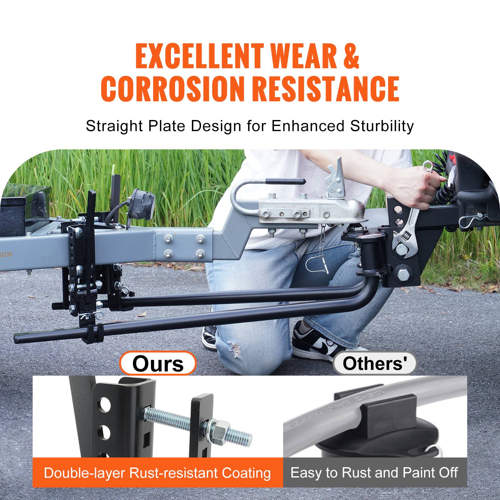 EXCELLENT WEAR & CORROSION RESISTANCE
Straight Plate Design for Enhanced Sturbility
Ours
Others'
Double-layer Rust-resistant Coating
Easy to Rust and Paint Off