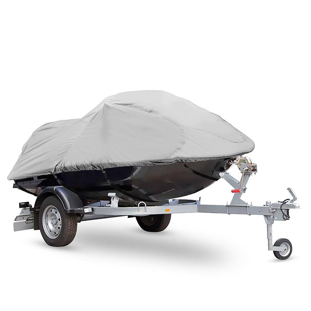Front. Pyle - Pyle Jetski Cover, Marine Grade, Waterproof Fabric, Trailer Storage, Elastic Cord, 102” to 107” Length.