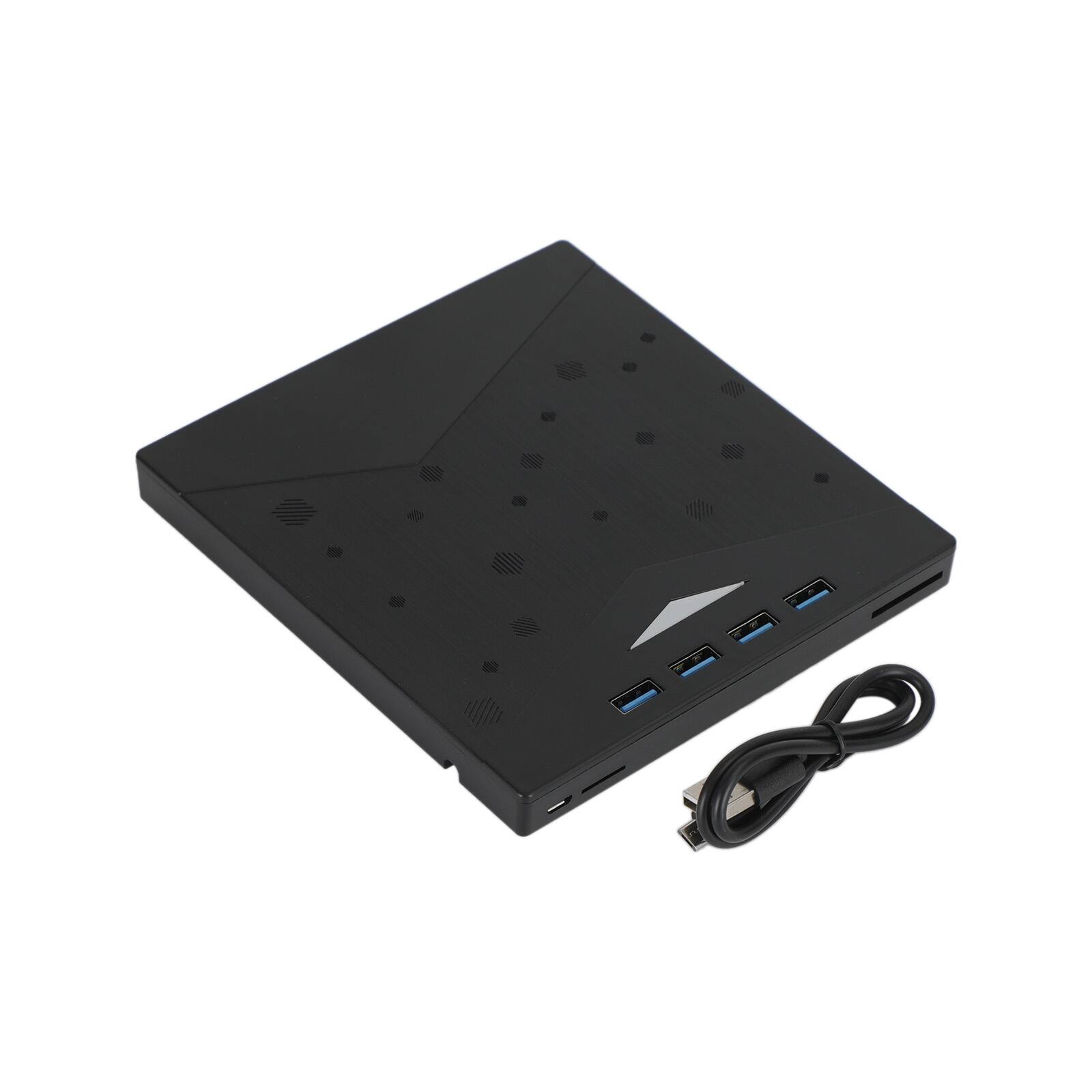 Alt View 6. Topteng - 7-in-1 External DVD Drive with 4-Port USB 3.0 Hub & Card Reader - CD/DVD Burner, USB-C for Laptop/PC/Mac - Black.