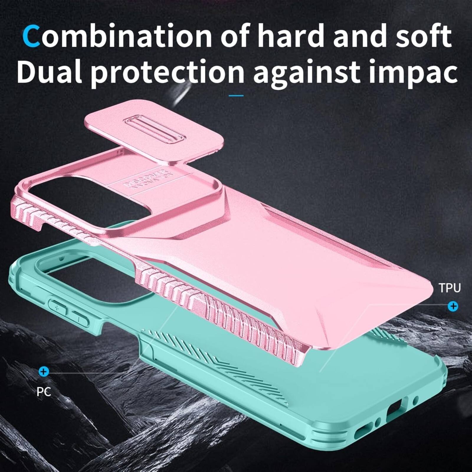 Combination of hard and soft  
Dual protection against impact

TPU  
+  
PC