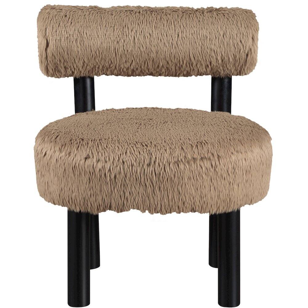 Alt View 1. Meridian Furniture - Ambre Tan Vegan Shearling Fabric Upholstered Accent Chair - Black.