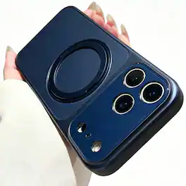Dteck - for Apple iPhone 17 Pro Max Magnetic Kickstand Case,Shockproof PC TPU Wireless Charging Cover with Metal Ring Holder - Blue