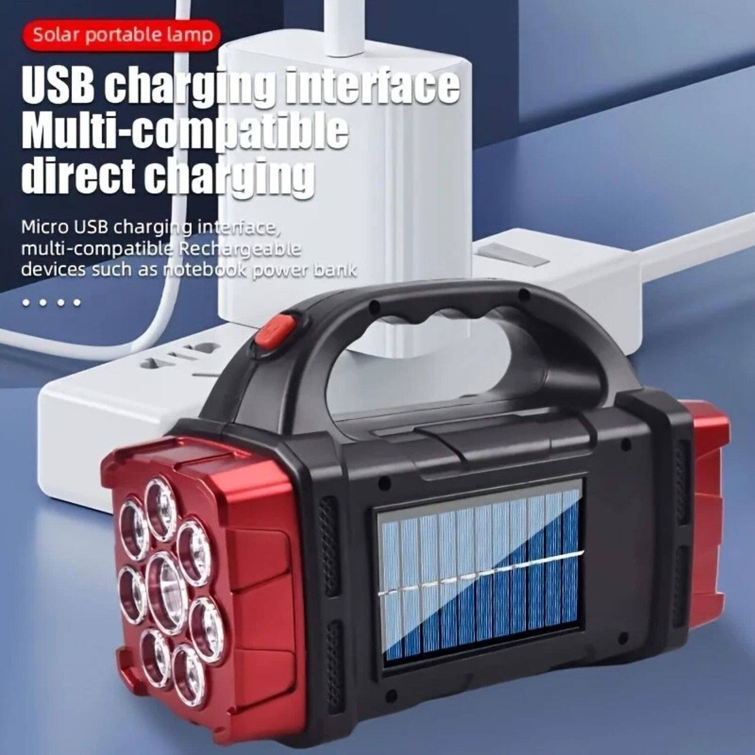 Solar portable lamp

USB charging interface  
Multi-compatible direct charging

Micro USB charging interface, multi-compatible Rechargeable devices such as notebook power bank ...