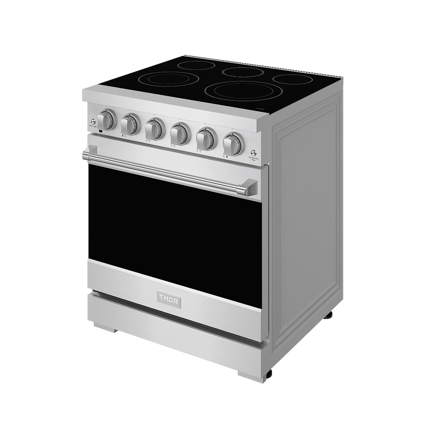Left. Thor Kitchen - Gordon Ramsay Series by Thor Kitchen 4.55 Cu. Ft Freestanding Electric Range - Stainless steel.